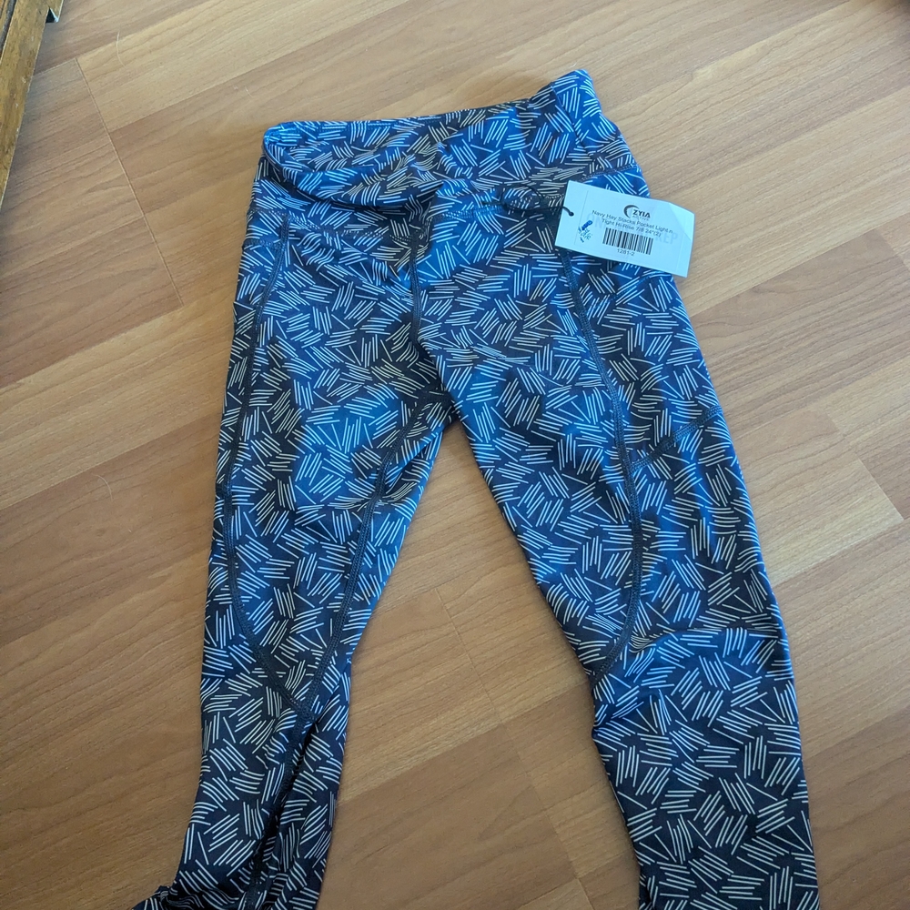 ZYIA Kids Blue and Black Patterned Leggings